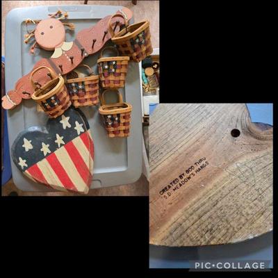 S.D. Meadows signed Americana Heart. 
Boyds Bears baskets