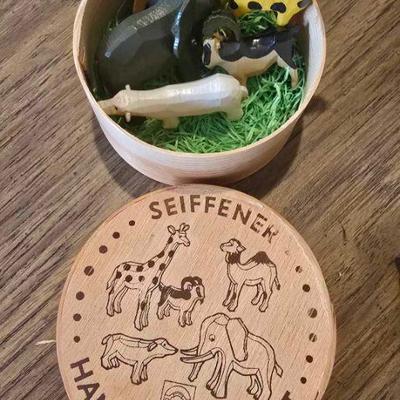Seifener Germany carved wood animals in original box