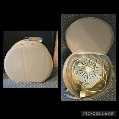 Vintage hair dryer in carrying case
