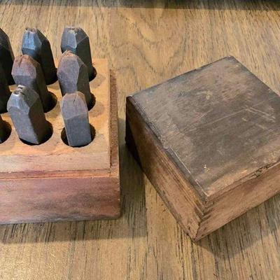Primitive numbers punch set in dove tailed box