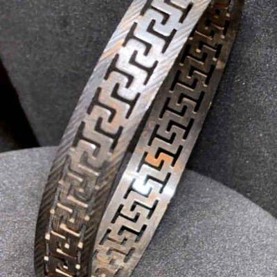 Greek key bracelet stamped 950