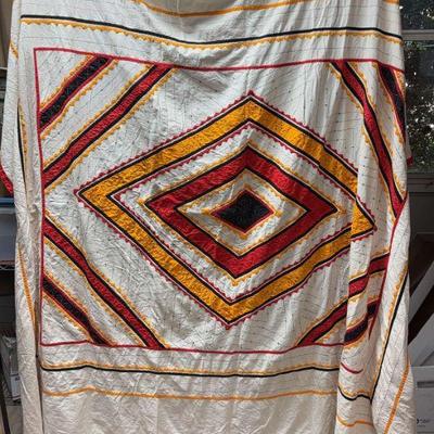 Embroidered cotton coverlet