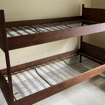 Danish Modern Bunk Beds in Walnut
Vintage/Retro From Late 1960’s
L: 78.75” D: 38.5” H: 58.5” (Combined) Btm:31.5”, Top:27”