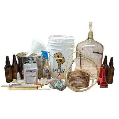 Lot #52 - Home Brewing Equipment Lot - Bottles, Fermenter, Sanitizer & More