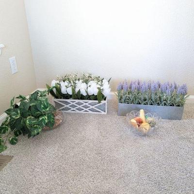 Lot #6 - Decorative Floral and Fruit Lot - Includes Faux Plants/Flowers and Decorative Stone Fruit