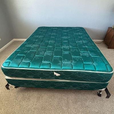 Lot #28 - Queen Size Mattress and Box Spring with Basic Metal Frame