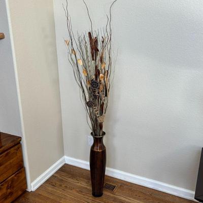 Lot #20 - Elegant Decorative Floor Vase with Dried Floral Arrangement