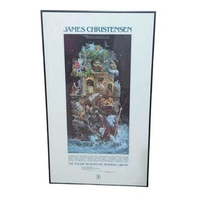 Lot #L68 - James Christensen Signed Folger Memorial Shakespeare Library Print Framed