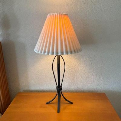 Lot #35 - Two Black Metal Table Lamps with Pleated Shades
