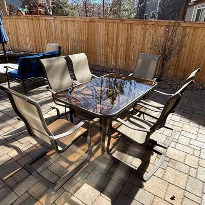 Lot #40 - Outdoor Patio Dining Set - Table and 6 Chairs