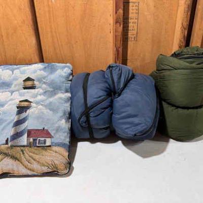 (2) Sleeping Bags And (2) Lighthouse Pillows
