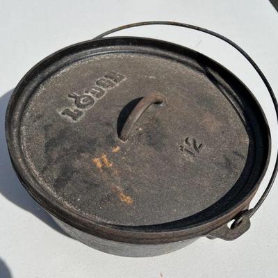 Lodge 12 Three-Footed Cast Iron with Lid & Handle
