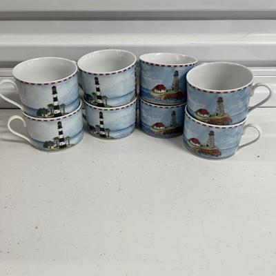 8 Lighthouse Themed Cups