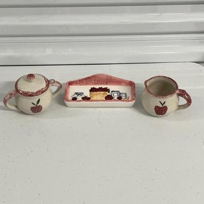 Sugar and Creamer and Brillo Pad Holder