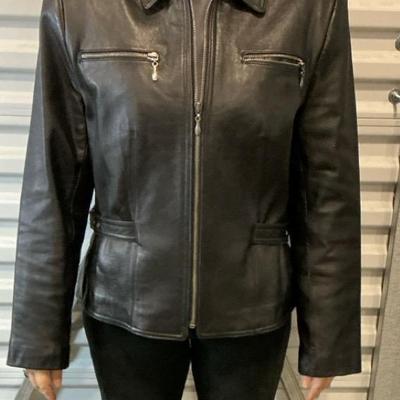 Womens Black Leather Jacket Size 10