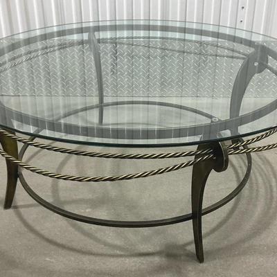 45” Glass Top Table With Braided Design