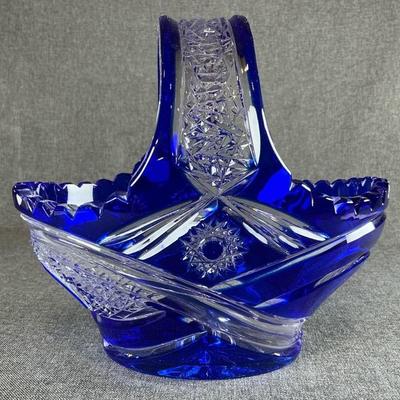 Caesar Crystal Bohemiae Alice Harvest Basket In Cobalt