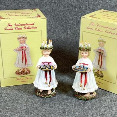 Set Of 2 Saint Lucia Sweden Figures From The International Santa Claus Collection