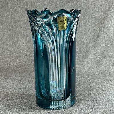 Caesar Crystal Bohemiae Gothic Large Canister Vase In Azure