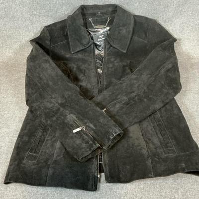 DENNIS BY DENNIS BASSO Suede Jacket Black Size Small