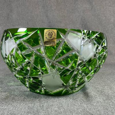 Caesar Crystal Bohemiae Mars Large Pear Bowl In Emerald By Rosa