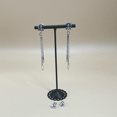 Fleur-De-Lis Earrings In 18k Gold And 925 Silver, CZ Studs