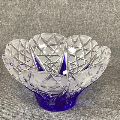 Caesar Crystal Bohemiae FROST Medium Lemon Cup By Kunst In Cobalt