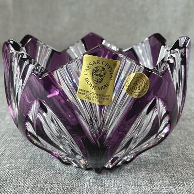 Caesar Crystal Bohemiae LOTUS Petite Candy Cup In Violet