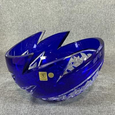 Caesar Crystal Bohemiae Neptune Lg Apple Bowl Cobalt