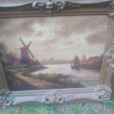 Victorian framed antique oil on. Canvas