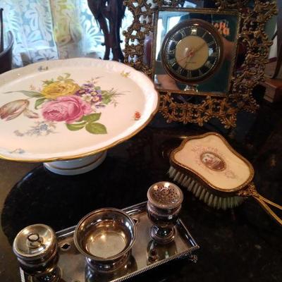 Schuman dresser items silverplate inkwell
