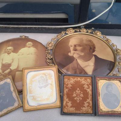 Antique photo wall hangings deuguerotypes tintypes