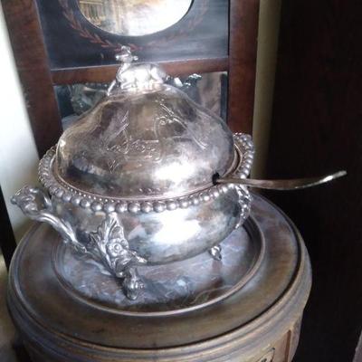 1850s silverplate figural soup tureen and ladle
