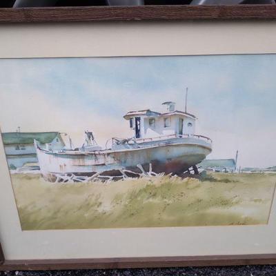 Signed water color in mcm frame