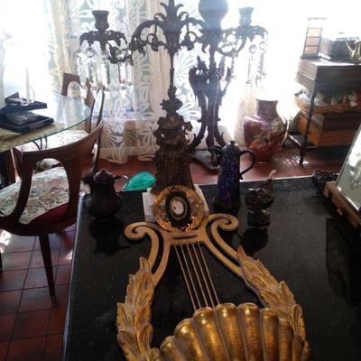 Gilded florentine wood wall art. Grand tour items and cliosene