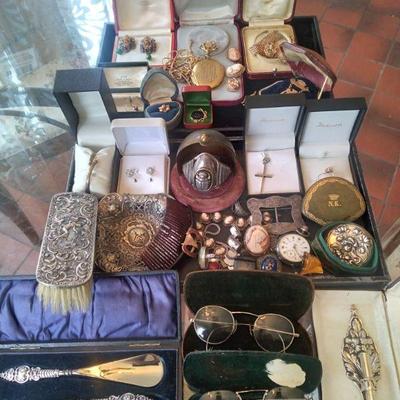 Gold and sterling  antique estate jewelry all that's pictured plus lots more ++++