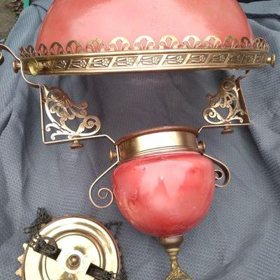 Antique rose victorian hanging lampdoes have electrified insert