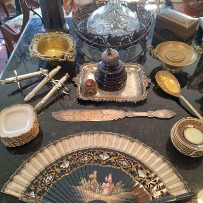 Tons of antique silverplare limoges grand tour and crystal items