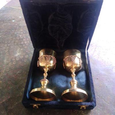 Boxed brass goblets