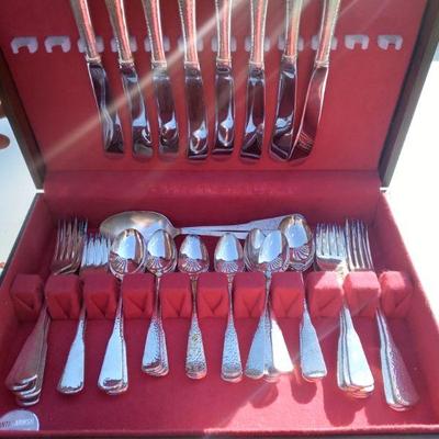 Silverplate hammered flatware