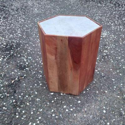 Solid cedar mid century marble top table