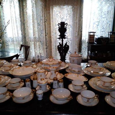 Massive Bavaria white and gold dinnerware set