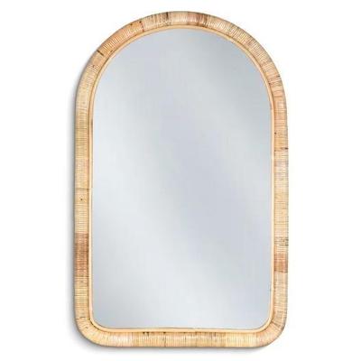 [NIB] Quince Rattan Arched Top Mirror | Quince "Brienne" contemporary arch top wall mirror with textural rattan frame. - h. 38...