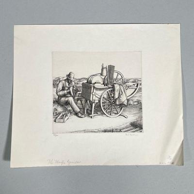 ENID CONSTANCE BUTCHER (BRITISH 1902-1991) SIGNED PRINT | The Knife Grinder. Etching on paper 5.5 x 6 in. sight. Signed lower right,...