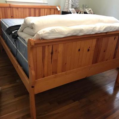 Queen pine bed with majestic mattress $299
headboard 45" high