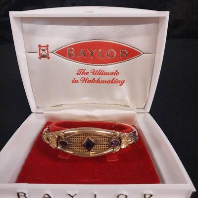 JP025 - Antique Bates and Bacon Goldfilled Amethyst Bracelet
