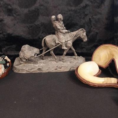 DS008 - Vintage Royal Doulton, Pipe and 1974 Pewter Sculpture By Philip Kraczkowski