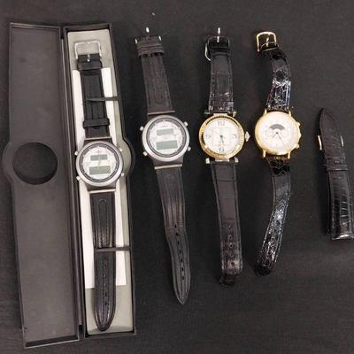 JP004 - Mens Vintage Black Leather Band Watches