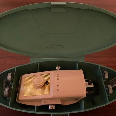 Vintage Singer Automatic Buttonholer in Green Case