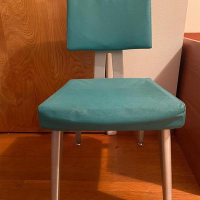 Mid-Century Modern Teal Vinyl & Metal Chair